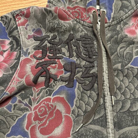 Rare Vintage Y2K Lucky Brand Embroidered Boho Asian Zip Hoodie Size XS - Picture 4 of 12